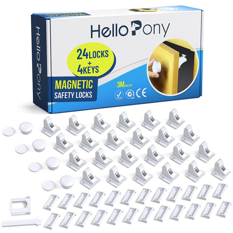 Upgraded Magnetic Cabinet Locks(24locks+4keys) Baby Proofing Cabinet Locks with Fast Installing Tools 24locks+4keys