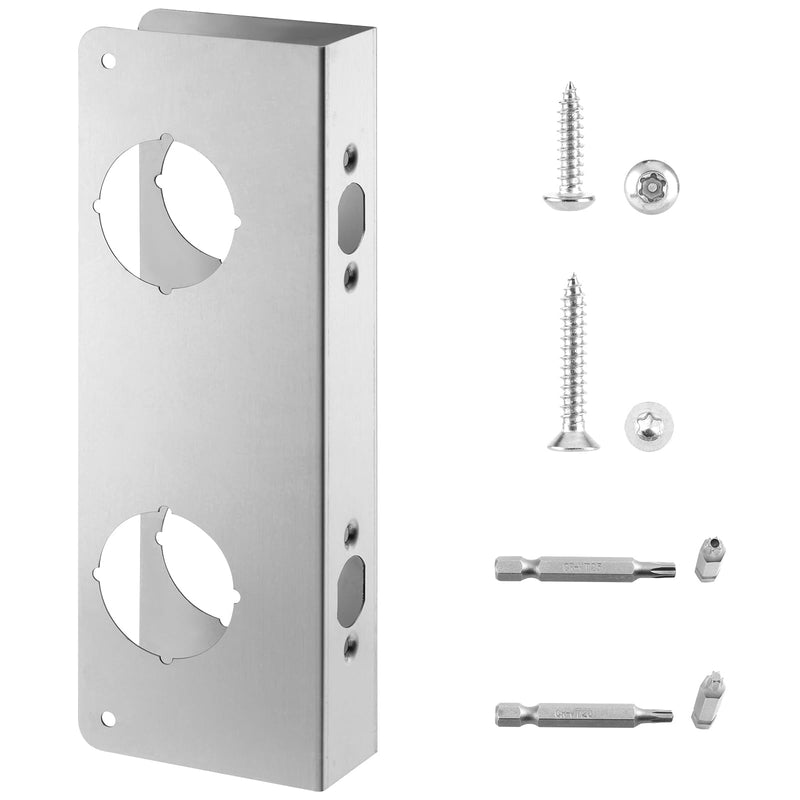 2025 Upgraded U 10539 Stainless Steel Lock and Door Reinforcement Plate for 1-3/4 inch Thickness, 2-3/8 inch Backset, and 2-1/8 inch Bore (Single Pack)