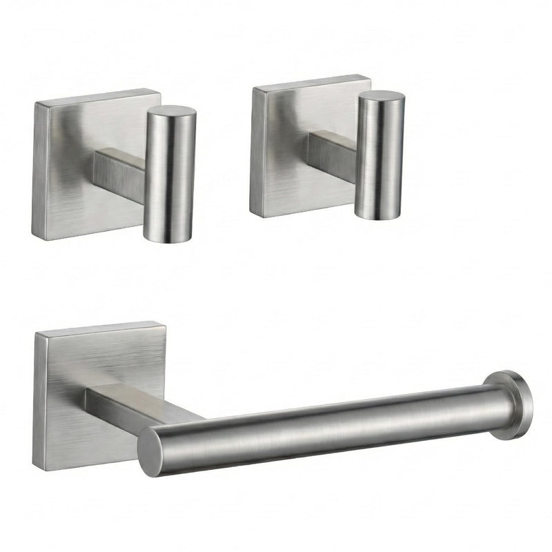 Toilet Paper Holder Wall Mount with 2 Towel Hooks, Brushed Nickel Bathroom Hardware Set, SUS304 Stainless Steel Toilet Paper Roll Holder and Robe Hook Set for Bathroom, RV, Kitchen
