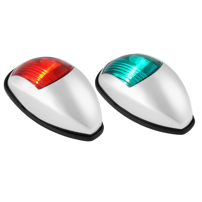 SEAFLO 03 Series Red & Green Vertical Mount LED Navigation Lights - 10-30V, 2W, 2NM Visibility, USCG Approved for Boats Up to 65 FT, CE & RoHS Certified, Chrome, 4-Year Warranty(Starboard and Port)