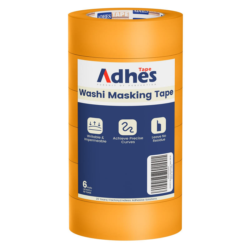 ADHES Orange Washi Masking Tape, 15-21 Day UV Resistant Painters Tape 1.41in
