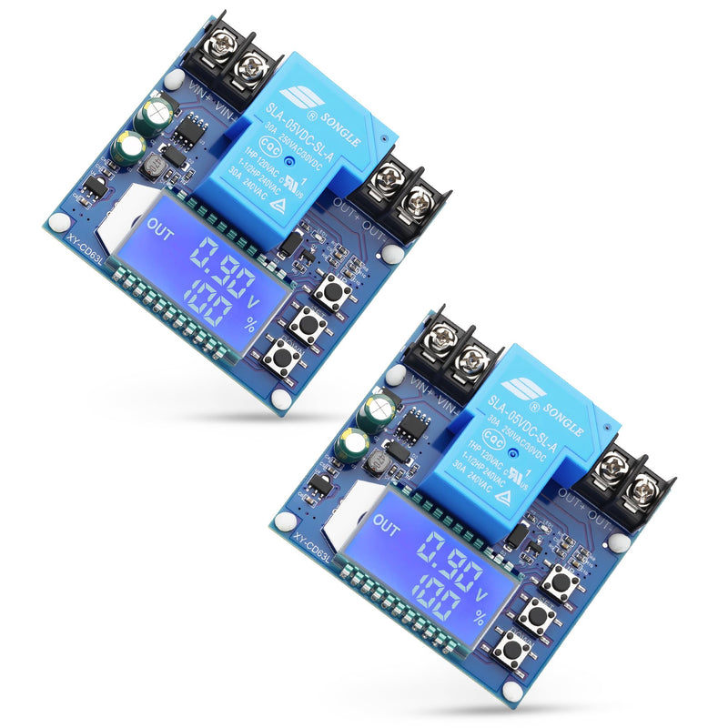 2PCS Low Voltage Cutoff Controller DC 6-60V 30A Low Voltage Disconnect Charging Discharging Protection Module with LCD Display Controller Protection Switch Module 2 PCS
