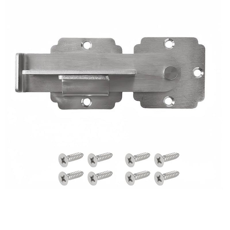 Flip Gate Latch Lock with Padlock Hole, Heavy Duty Stainless Steel Door Latch for Outdoor Wooden Fence, Swing Open Gate, Double Gate, Barn Door, Shed, Vinyl Fence, Yard (Silver (1 Pcs)) Silver (1 Pcs)