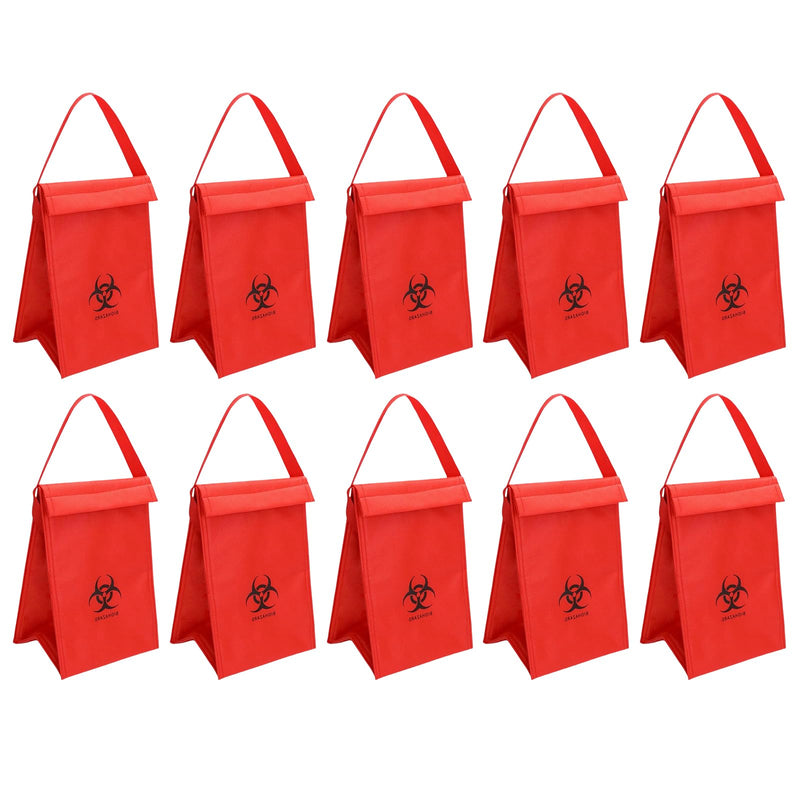 Med Specimen Transport Bag - Insulated Biohazard Cooler for Clinic and Lab, Reusable Specimen Tote with Handle, 7" L x 6" W x 10" H (10pcs)