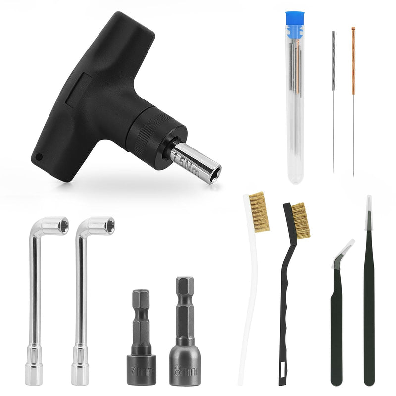 25PCS 3D Printer Nozzle Cleaning Kit with1.5Nm Nozzle Torque Wrench | For 3D Printer Nozzle Changing,Works on 6mm & 7mm & 8mm nozzles,Correctly Seals Nozzle Onto The Hot Block Torque Wrench Kit & Cleaning Kit