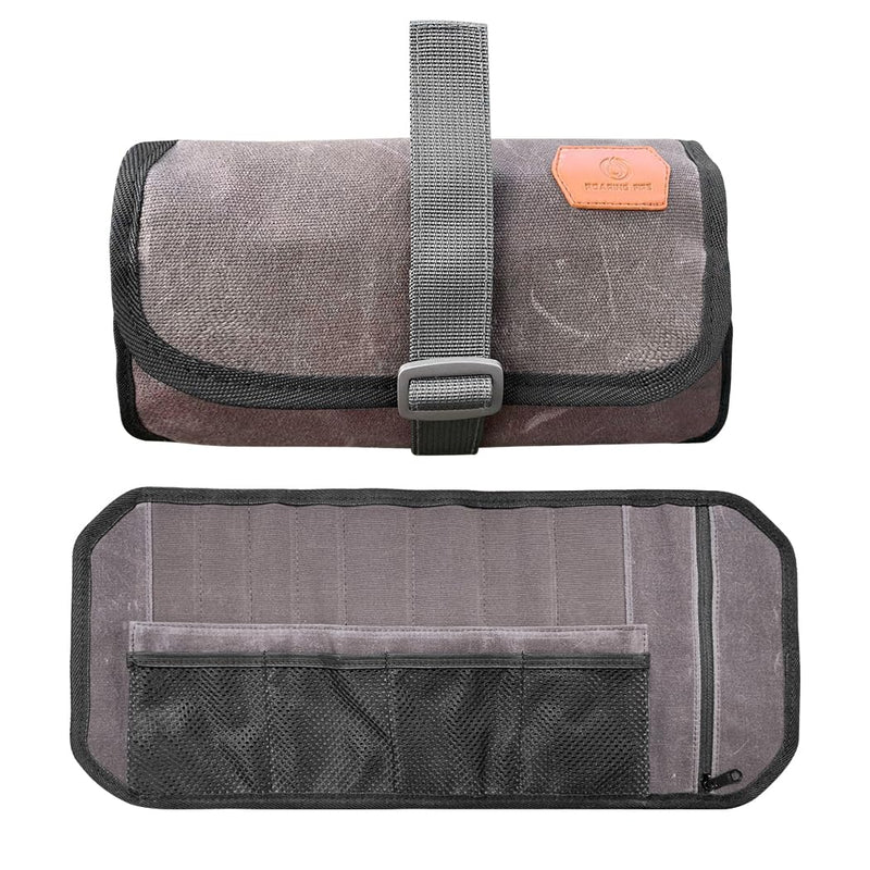 Roaring Fire Pioneer Mini Tool Roll Bag for Men, Multitool Pouch Waxed Canvas Mini Tool Roll Bag for EDC Gear Tools Knives Survival Kits, EDC Organizer Pouch, Tool Organizer