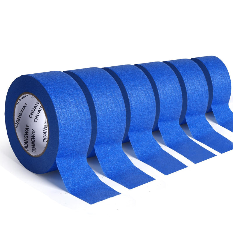 Blue Multi-Surface Painter's Tape (1.88 inches x 60 yards), 6 rolls of blue painter's masking tape, protects surfaces and is easy to remove, suitable for indoor, outdoor, painters, easy to clean off