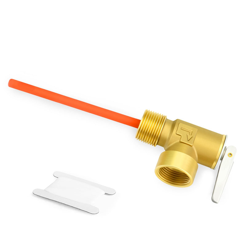 DN20 Brass RV Water Heater Temperature and Pressure Relief Valve,3/4" NPT Thread, 150PSI 210°F, with Extended Epoxy-Coated Probe, for Hot Water Heaters/Tanks 3/4" NPT（Epoxy-Coated Probe）