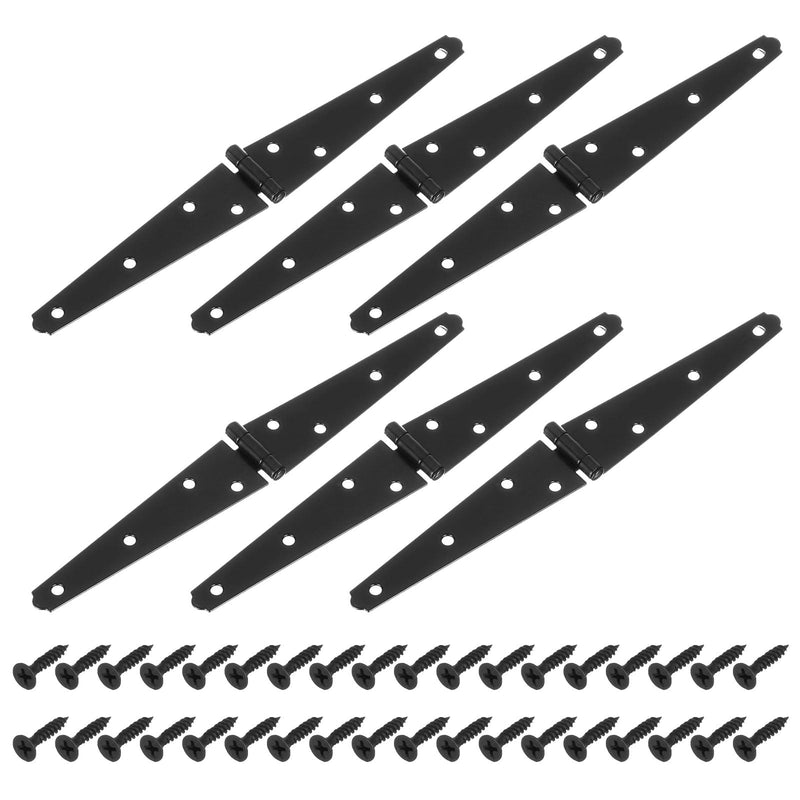 uxcell 6Pcs Strap Hinges, 5 Inch Shed Door Hinges Heavy Duty Gate Hinge Tee Hinge with Screws for Wooden Fences Yard Doors Barn Gate, Black