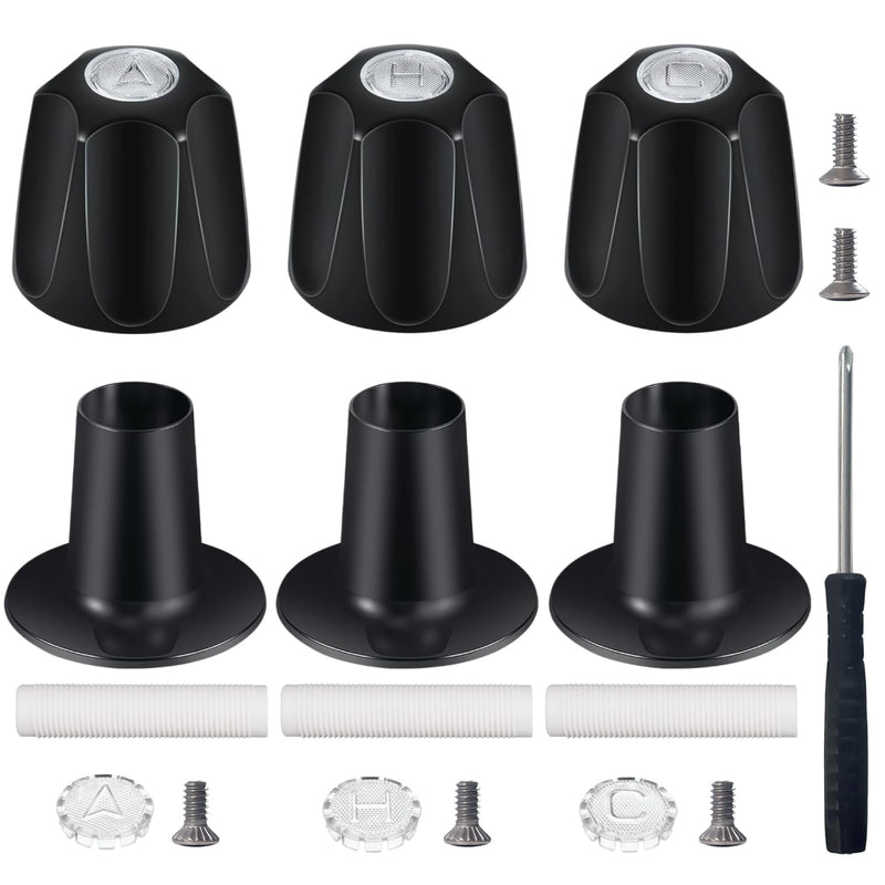Black Shower Knob Replacement Kit,Shower Knobs Include Base Connectors Screws,Bathtub Faucet Handle Remodel Trim Kit,Compatible with Pfister Verve Tub Shower Knob Replacement,Shower Faucet Handle Shower Knobs Set-001