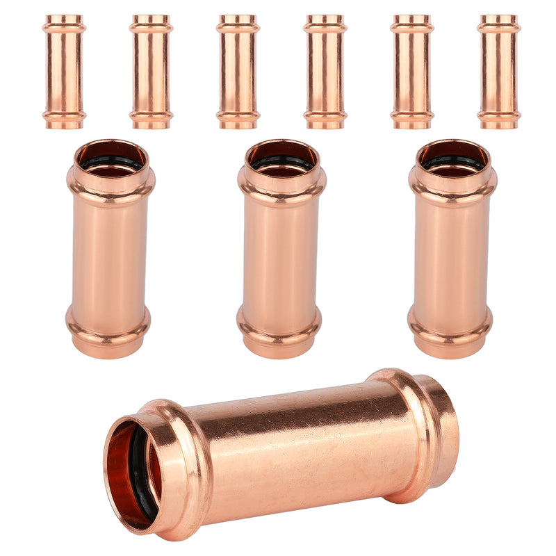 10Pack Seelink 1/2" Copper Press Extended Coupling No Stop(PRESS028-10) 10 1/2" x 1/2"