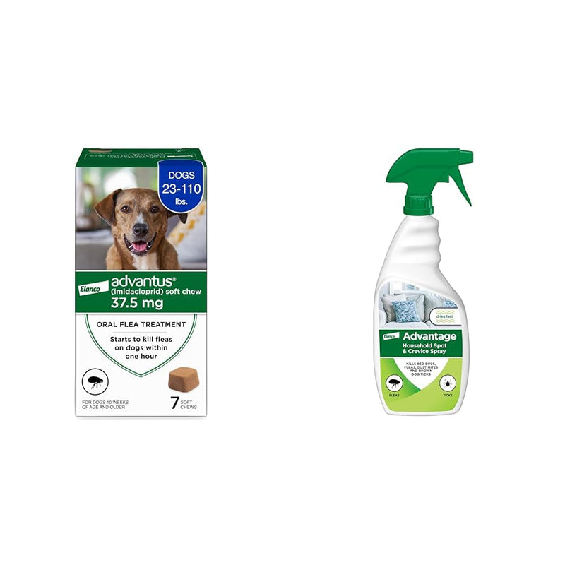 Bundle of Advantus Fast Acting Oral Flea Treatment Soft Chews Dogs 23-110 lbs. | 7 ct. + Advantage Household Spot & Crevice Spray 24 oz.