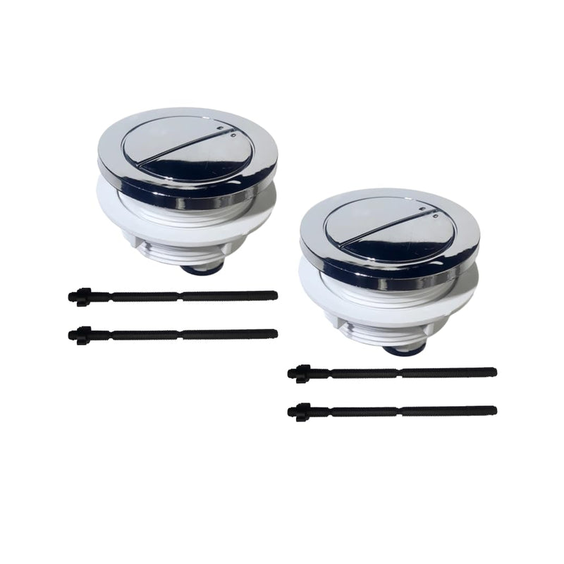 48mm Dual Flush Toilet Tank Button Replacement – Adjustable Push Button for Cistern Lid, Compatible with Glacier Bay, AquaSource, American Standard, Geberit & More, Chrome Finish (2 Pack)