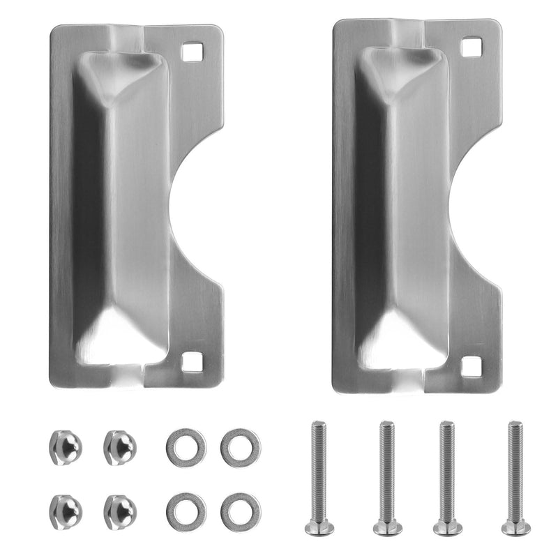 Latch Guard Plate Cover U 9496 Replacement for Prime-Line Door Latch Guard, 3 in x 7 in Stainless Steel Door Security Strike Plate Easy to Install on Out-Swinging Doors (2 PCS, Silver 2