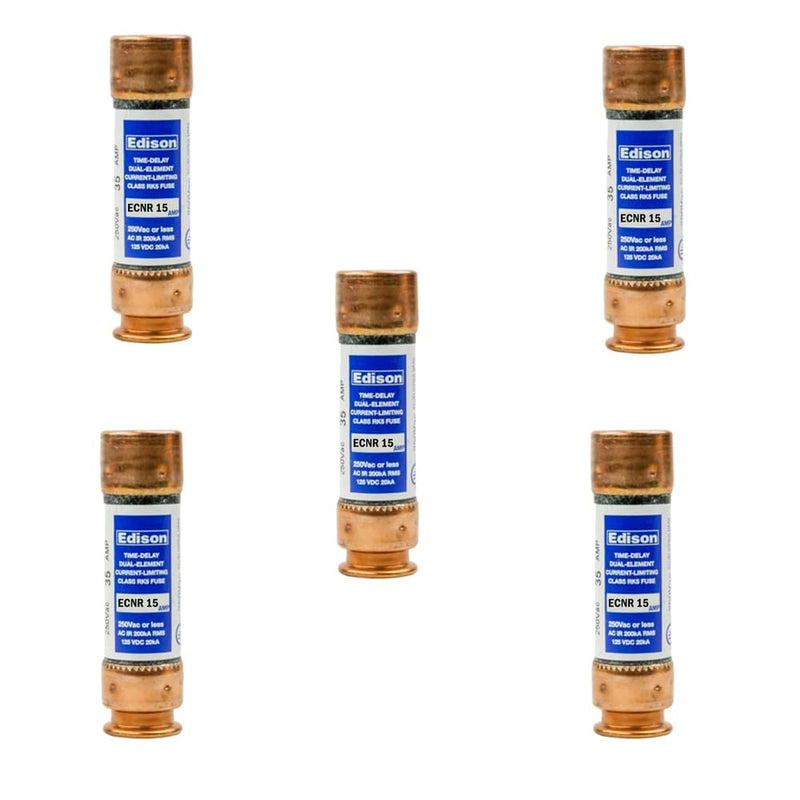 5-Pack New ECNR-15 ECNR-15A 250Vac Time Delay Fuse,ECNR-15 Current Limiting Class RK5 Cartridge Fuse