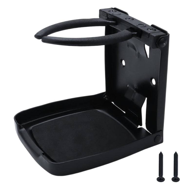 YANYUCB 304 Stainless Steel Adjustable Folding Cup Holders,Matte Black Boat Drink Cup Holder,Folding Wall Car Desk Cup Holder for Trucks,RVs,Vans,Boats,Campers,Caravans(1 Pack) Matte Black