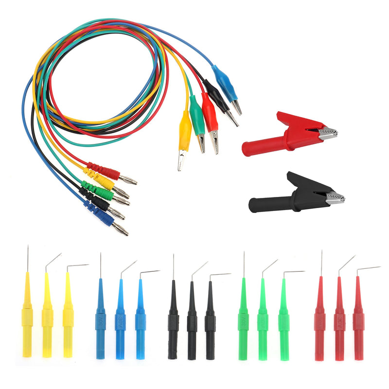 DIANN 22pcs Back Probe Test Kits with Wire Piercing Probes 15pcs Back Probe Pins 5 Colors and Alligator Clips for Vehicle Automotive Car Circuit Electrical Diagnostic Testing