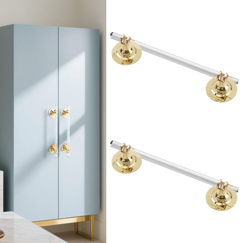 Clear Acrylic Adhesive Cabinet and Furniture Pulls Self Stick Knobs for Cabinet Drawer Cupboard Pulls for Sliding Door Handles Helper for Appliance (Gold, 250mm) Gold