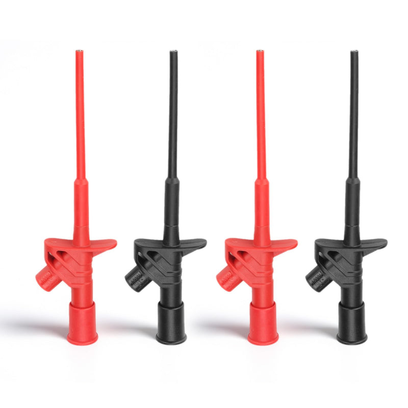 4PCS Multimeter Test Hook Clips, Professional Flexible IC Test Hook Clip Grabbers Probe High Voltage Flexible Test Probe Insulated Quick for Multimeters, Clamp Meters and Automobile Inspection