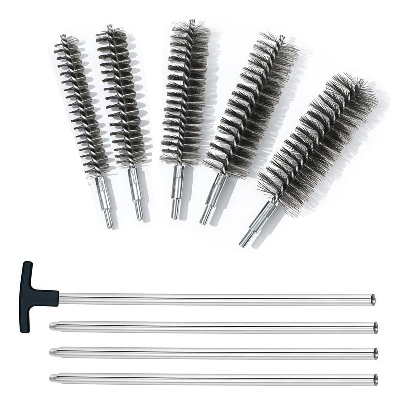 50 in Pipe Cleaning Brush Set with Stainless Steel Bristles, 5X Wire Brush with 4X Galvanized Flexible Rods, Stainless Steel Pipe Brush for Rust Polish,Tubes,Auto Parts Cleaning