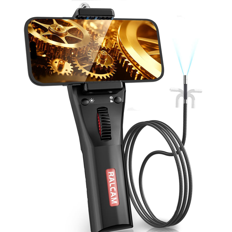 Ralcam Two-Way 210° Articulating Borescope Compatible with iPhone & Android | 6.2mm Slim Probe USB-C Flexible Endoscope Inspection Camera for Engine, Pipe & HVAC Inspection