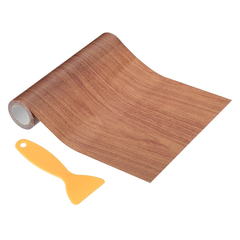 PATIKIL Wood Grain Repair Tape 8" X30', Self Adhesive Realistic Textured Repair Tape Patch with Scraper for Floor Door Table Cabinets Desk, Red Oak