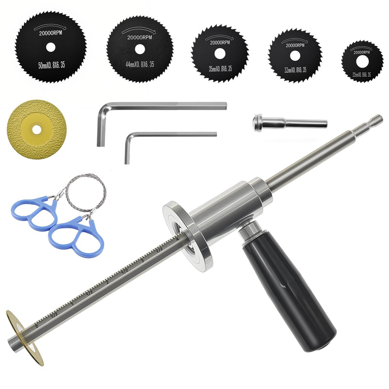 7-Inch Adjustable Depth Inside PVC Pipe Cutter with Handle & Locking Ring - Fast, Accurate Flush Cut Tool for 1.5-8 inch Sewer/Drain Pipes, Includes Diamond Wheel, HSS Saw Blades