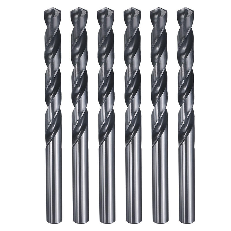 6pcs Drill Bit - [7/16" Diameter] 11.113mm M2 High Speed Steel Twist Cutting Tool for Machining Hard Metal Woodworking Handicraft Use, 135° Cutting Angle Nitriding Black 7/16" (11.113mm) 6