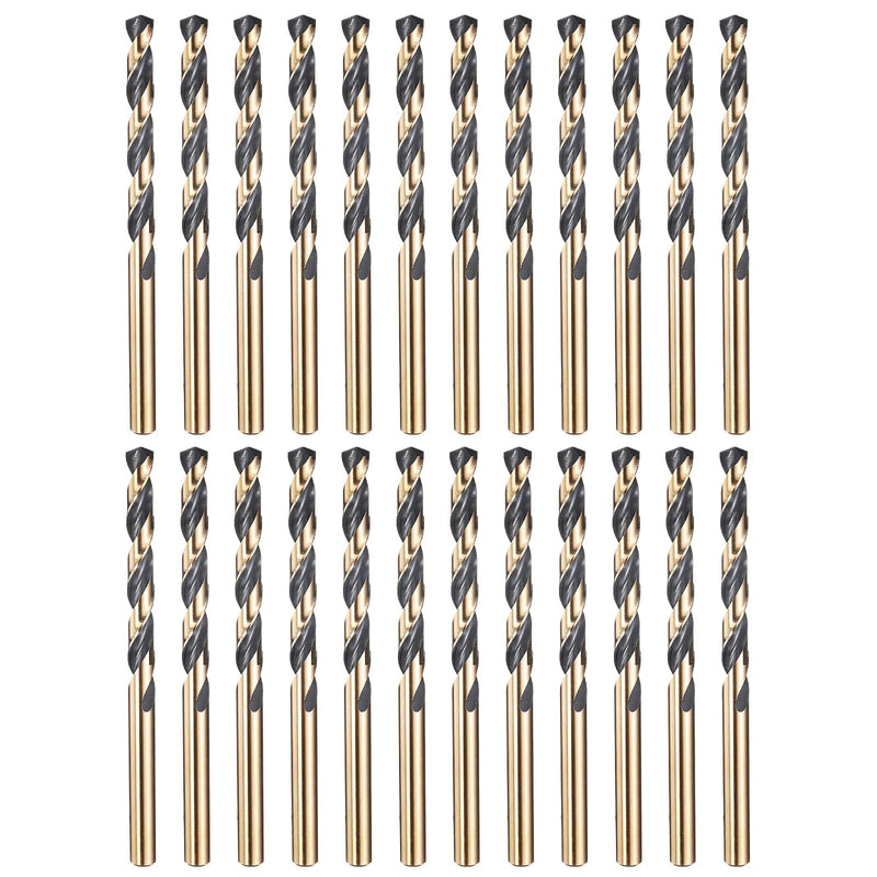 24pcs Drill Bit - [7/32" Diameter] 5.556mm M2 High Speed Steel Twist Cutting Tool for Machining Hard Metal Woodworking Handicraft Use, 135° Cutting Angle Black & Gold 7/32" (5.556mm) 24