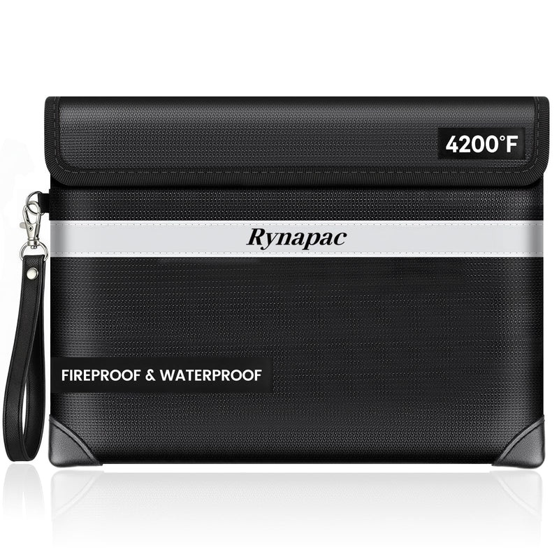 Fireproof Document Bag Upgraded 4200°F, 14.2”x 10.2”Waterproof Fireproof Money Bag for Cash with zipper, Important Document Organizer for Home, Office, and Travel, Legal Documents Safe 14.2'' x 10.2'' Black