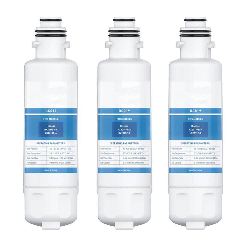 HX2019FR-A, HX2019F-A Water Replacement, Compatible With Hisense HRM260N6TSE, HRFD560SW, HRCD585BW, HRCD650BW, HRFD634BW, HRCD586TBWB and Mora MRM260N6TSE, 3 PCS