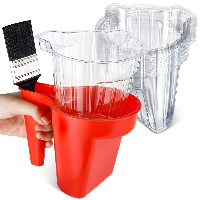 Leumoi 20 Pcs Paint Cup Holds Kit 17oz Paint Pail with 18 Disposable Liner, 2'' Paints Brush, Paints Bucket Hold with Brush Holder Mixing Cup Container for Painting Wall, Furniture, Craft, DIY