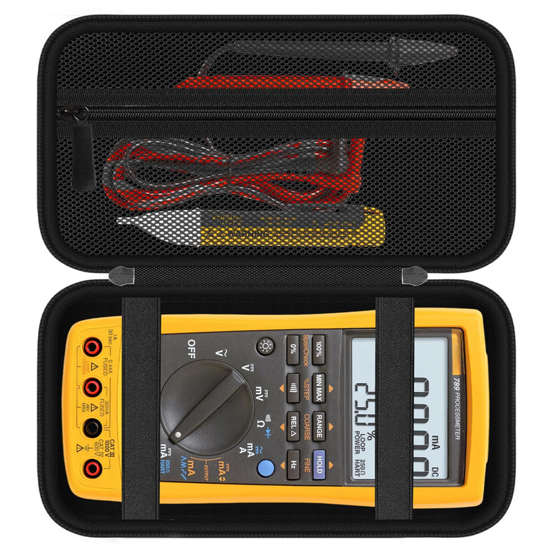 Carrying Case for Fluke 789/ 787B/ 787/287/ 289/1587 FC/ 87-V/ 87V Max/ 88V/ 15B+/ 17B+/ 1507/3000 FC Multimeter Testers and Accessories, Multimeter Storage Bag Organizer Box (Case Only) Black