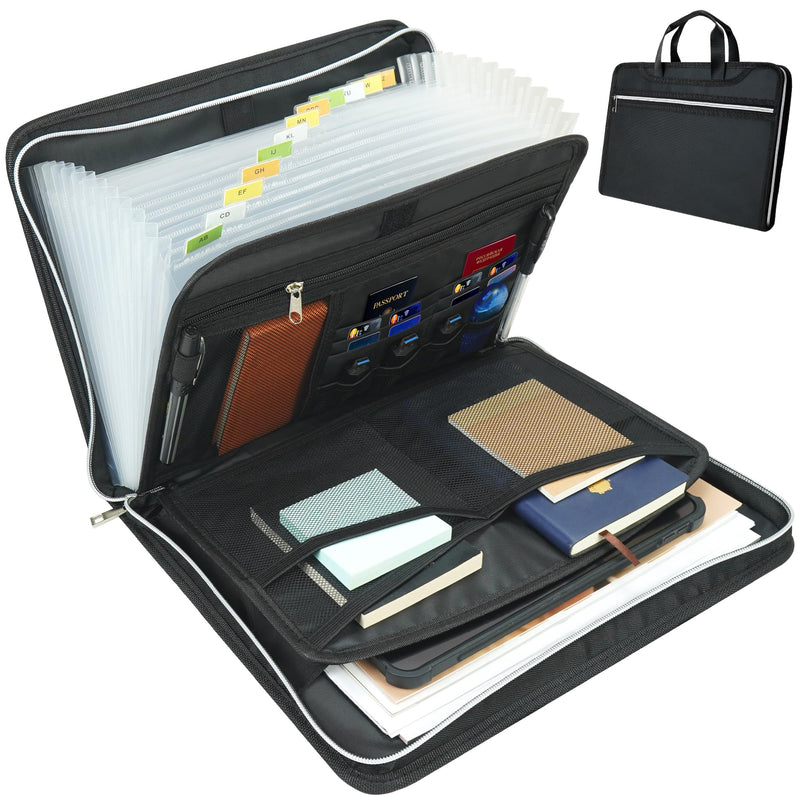Accordion File Organizer,Fireproof Safe Document Bag,Expanding File Folder Tote Bag with Multi Pockets,Home Travel Fire Safe 13 Pockets Storage Organizer for Important Letter A4 Files