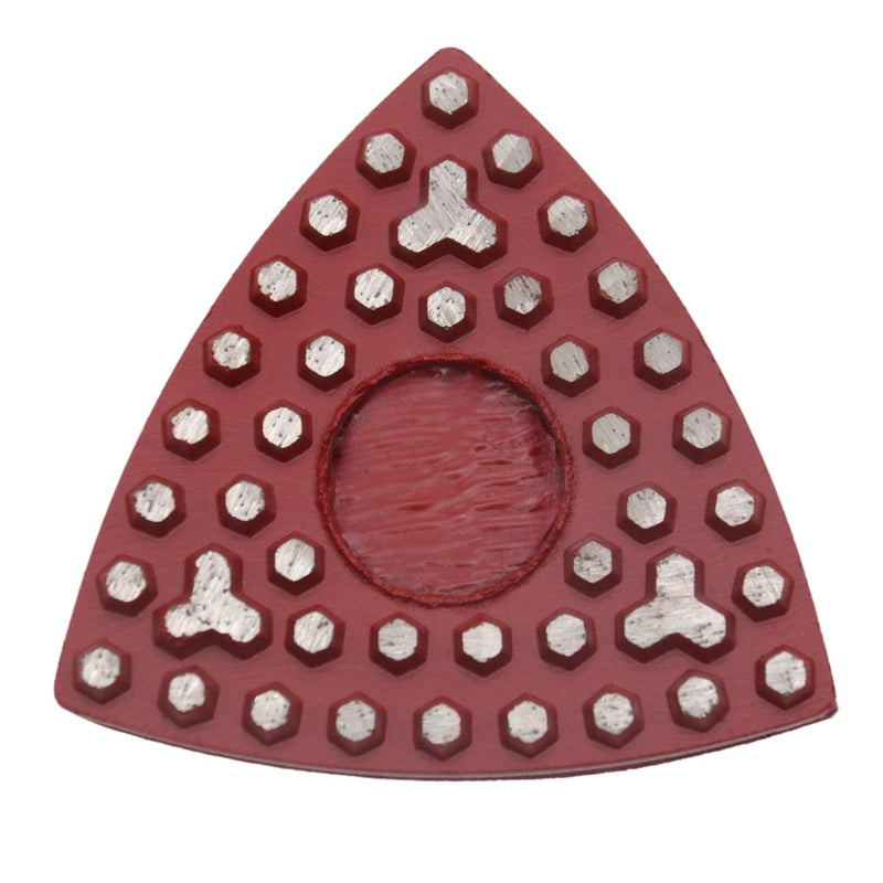 Triangular Diamond Grinding Pads for Corner Edge, 3 Inch Metal Triangle Grinding Tools with 39 Hexagon Segments and 3 Y Style Segments (100 Grit) 100 Grit