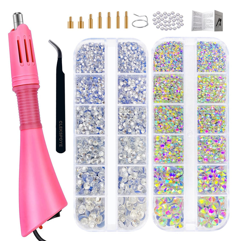 Hotfix Rhinestones Bedazzling Kit,Iron-on Hot Fix Applicator Setter Tool with Rhinestones,Hot Fixed Wand for Clothes Clothing Fabric Crafts,Crystal Crystal-Craystal AB