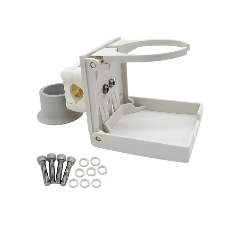 Marine City ABS Plastic Folding Cup Drink Holder with Adjustable Arms, Fits Most Size Mugs & Bottles, 3-9/10 Inches Length, 3-4/5 Inches Width, Ideal for Ships, Marines, Watercrafts (White) White