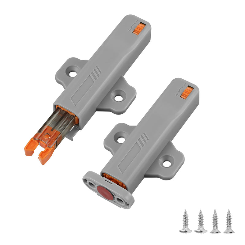 Push to Open Door Latch,2 Pack Non-Magnetic Heavy Duty Push Latch for Hidden Door Push Release Drawer Pull Touch Lock Tip On RV Closet Close Strong Pop Out,Push to Open Cabinet Hardware 2 Gray