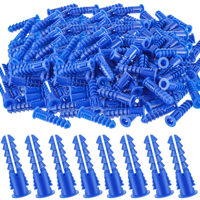 1000 Pcs #8-10-12 x 1-1/4 Inch Ribbed Lightweight Plastic Anchors Drywall Anchors for Hollow Walls Pictures Artwork Decor Light Duty Anchoring Application (Blue) 8-10-12 x 1-1/4 Inch Blue 1000
