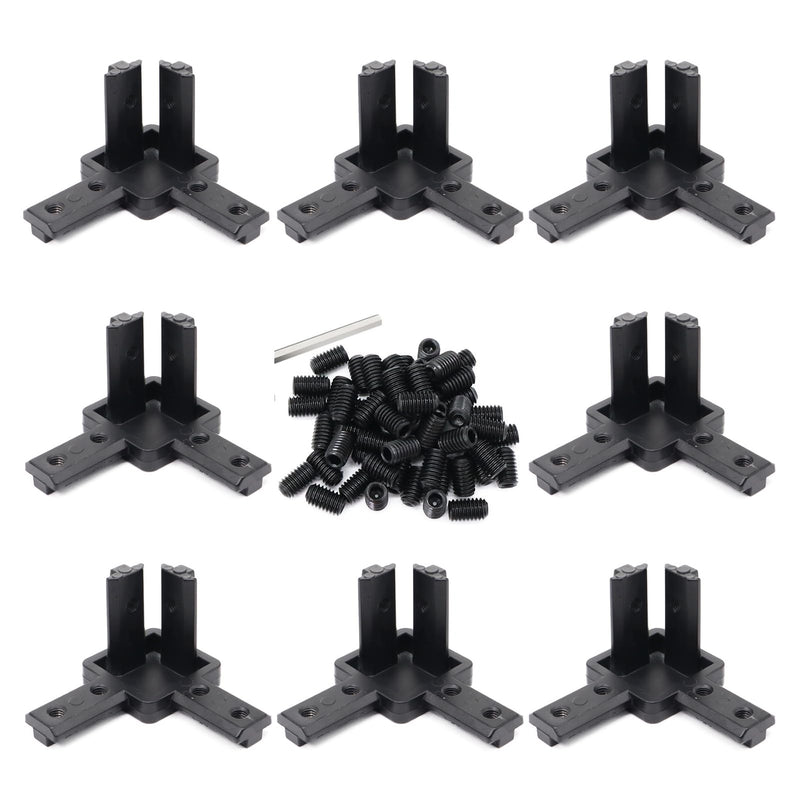 8Pcs 10, 25 Series Aluminum Extrusion Profile Tri Bracket 3-Way End Cap Corner Right Angle 1" x 1" 1 Inch Connector with Screws for 1010 2525 Extruded Aluminium Esquina Profil