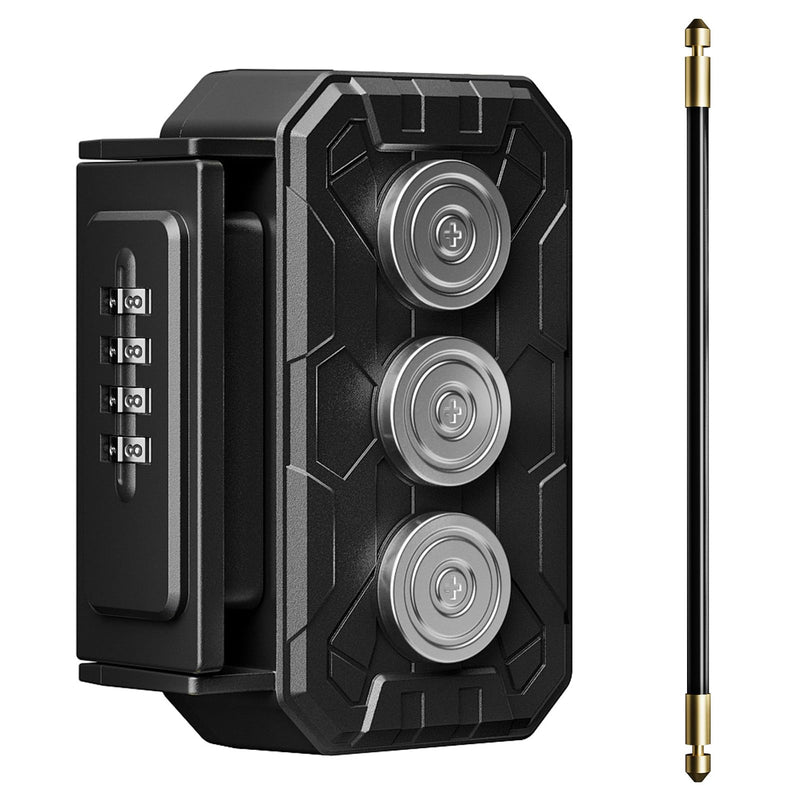 Magnetic Key Lock Box,Magnetic Key Holder Under car,Magnetic Key Cabinets,Key Holder Magnetic,Hide a Key Magnetic Holder,Waterproof Magnetic Key Hider Outside,4 Combinations & Dual Mounting, Dark REGULAR