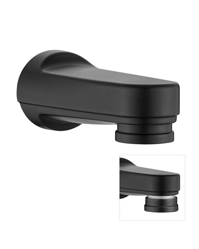 Metal Pull Down Bathtub Spout with Diverter, 5-1/4" Length, Repair Part Tub Spout, Rebuilt with RP33794& RP12307, Matte Black