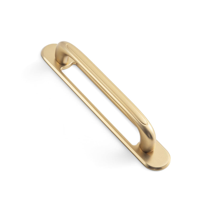 2 Pack Cabinet Pulls with Backplate - 5 Inch Hole Center Champagne Bronze Zinc Alloy Kitchen Cabinet Handles, Modern Drawer Pulls for Dresser, Wardrobe, Cupboard, Luxury Furniture Hardware 5 '' Hole Centers Cutout
