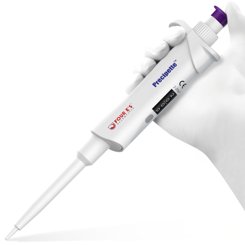 FOUR E'S SCIENTIFIC 2-20μL Pipette, Professional Single-Channel Pipettor Lightweight High Accurate Adjustable Variable Volume Micro Pipette with Calibration Certificate (Model LH0301003) 03 (2-20μL)