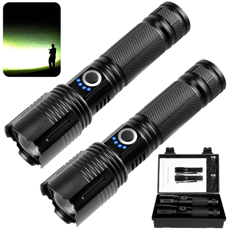 THY TRY 2 Pack Rechargeable Flashlights 90000 High Lumens, Super Bright Rechargeable Flashlights for Home, High Powered Flash Light with 5 Modes for Outdoor Activities