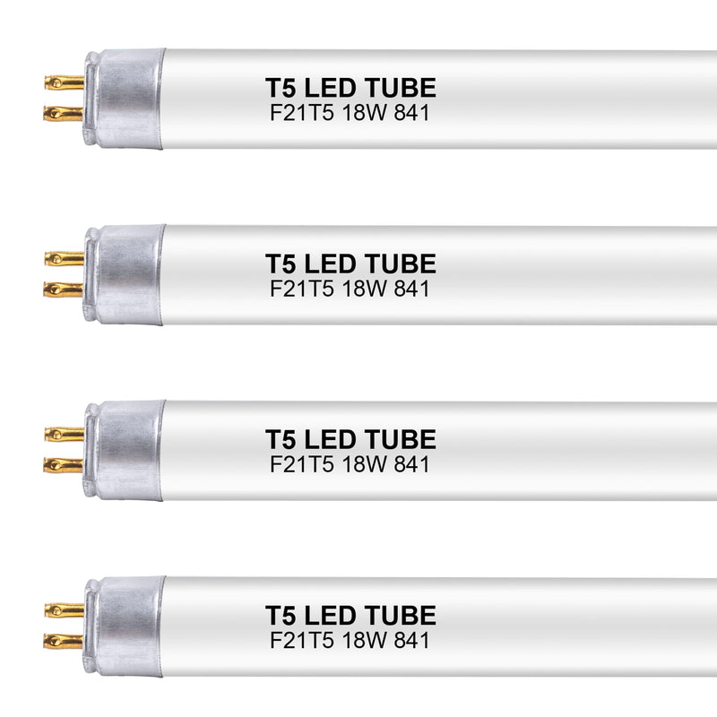 34 Inch F21T5/CW LED Replacement Bulbs, 4100K Cool White, T5 LED 18 Watts Replace Fluorescent Bulb with LED, Replacement Tube for Counter and Cabinet Fixture, 4 Pack
