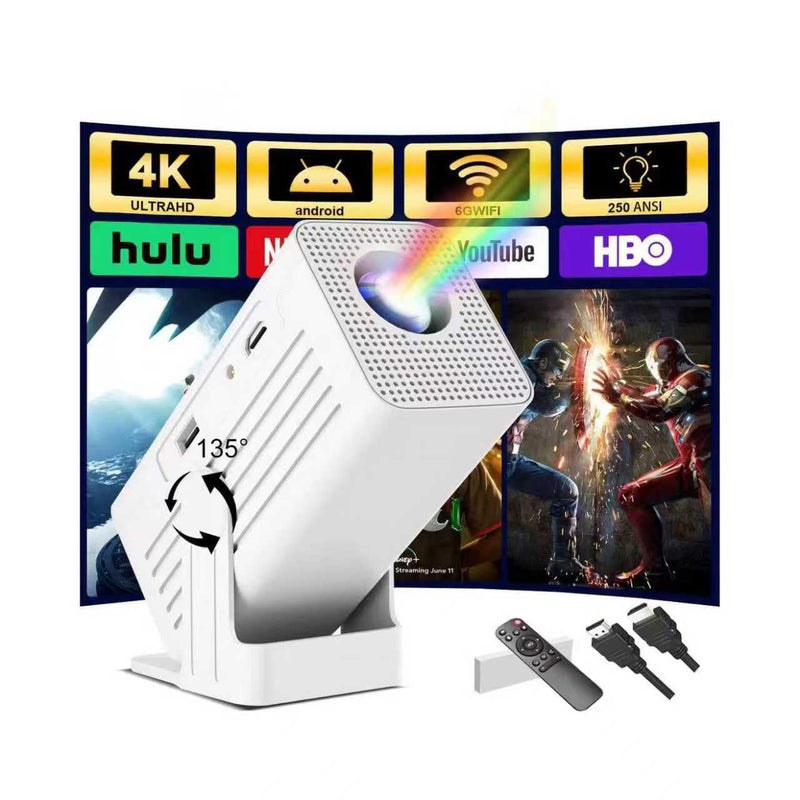 Mini Projector with WiFi and Bluetooth,Support Movie Projector 1080P HD,Auto Keystone Correction,135° Rotatable,Portable Projector Compatible with Smartphone, TV Stick, Laptop, HDMI, USB