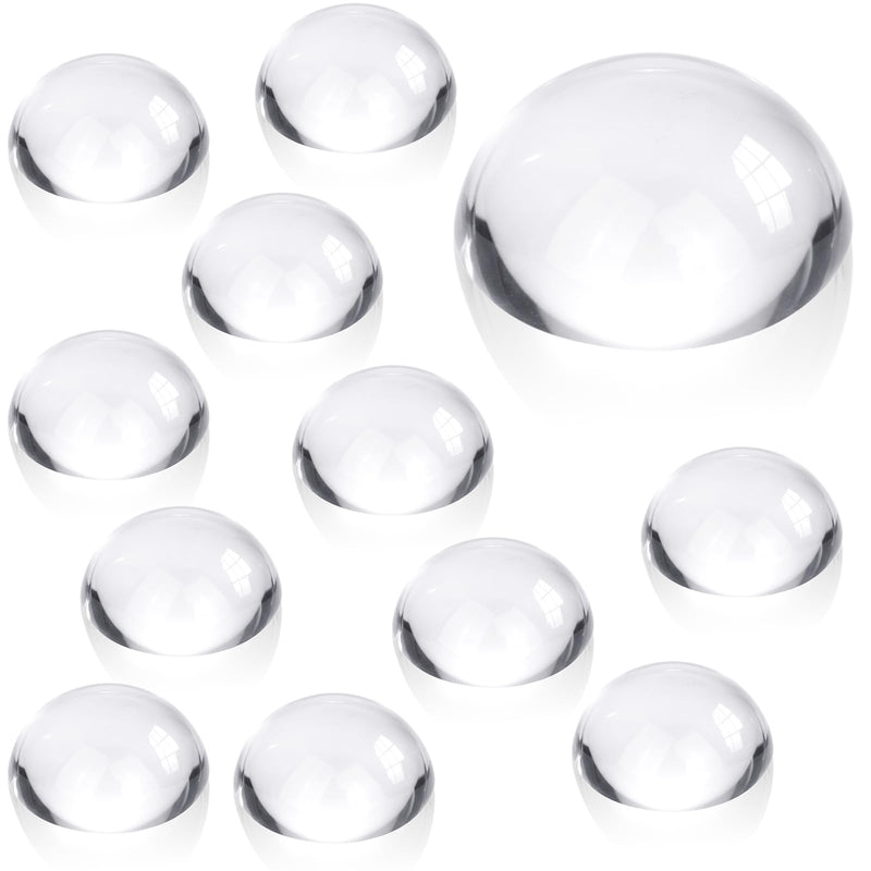 12 Pcs Crystal Dome Magnifier Paperweights Glass Paperweight Reading Magnifying Glass Clear Optical Half Ball Lens for Office Desk Home Gift (1.97 Inch) 1.97 Inch 12