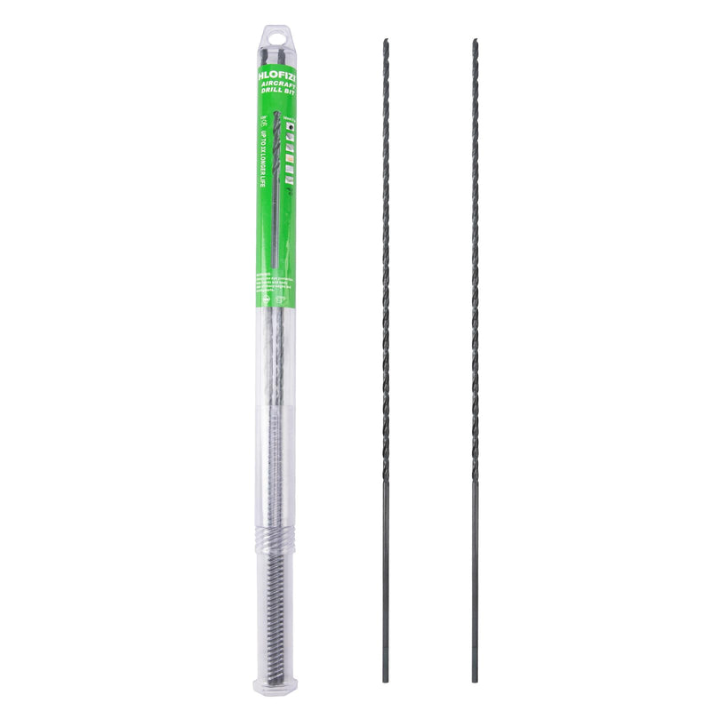 3/16 x 18 Inch Long Drill Bits (2 Pack) High Speed Steel Black Oxide Drilling for Wood and Metal, with 13 Inch Flute 3/16" x 18"
