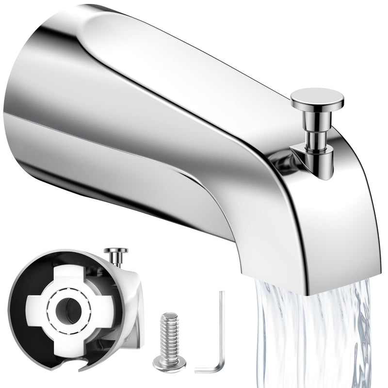 Tub Spout with Diverter – Slip-Fit Bathtub Faucet Spout Replacement, 1/2” Copper Pipe Connection, Easy to Install, Universal for Bathroom Shower (Chrome) Chrome